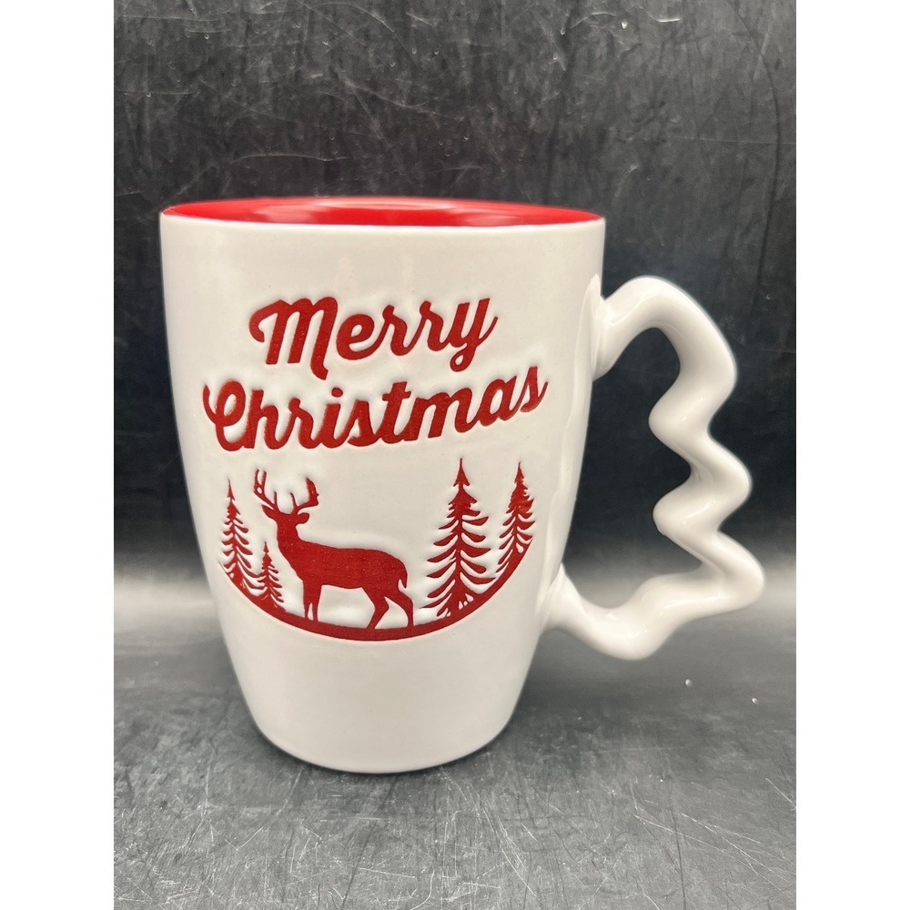 California Pantry Red & White Deer In‎ Woods Christmas Holiday Mug 10 Oz